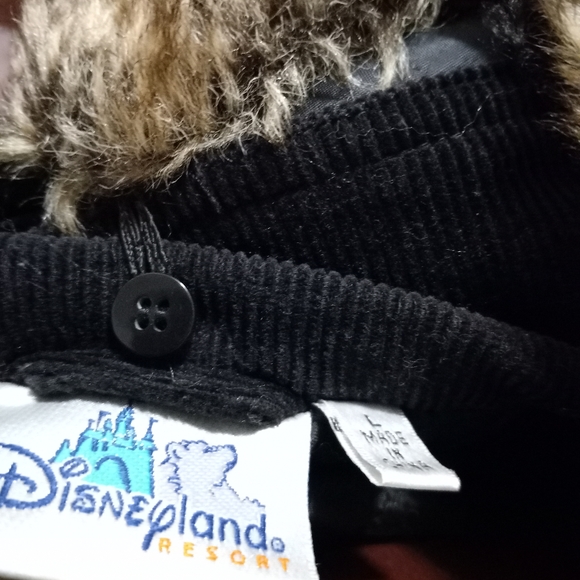 Disneyland Resort L Corduroy Fur Trim Snap Park Jacket in Black Brown - Picture 5 of 12